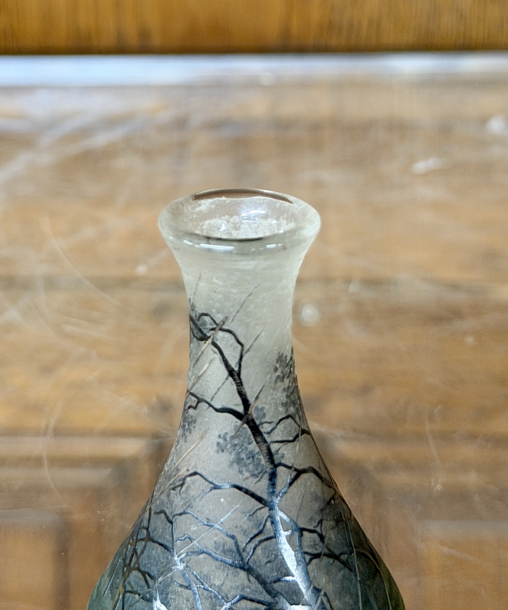 Daum Nancy—small Vase Decorated With A Rainy Landscape, Known As “pluviose.” Art Nouveau Period-photo-5