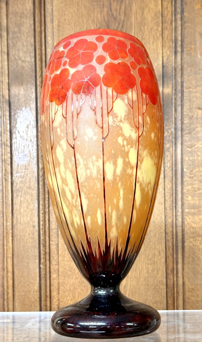 CHARLES SCHNEIDER POUR LE VERRE FRANCAIS - GRAND VASE MODÈLE « Cardamines ». ART DÉCO