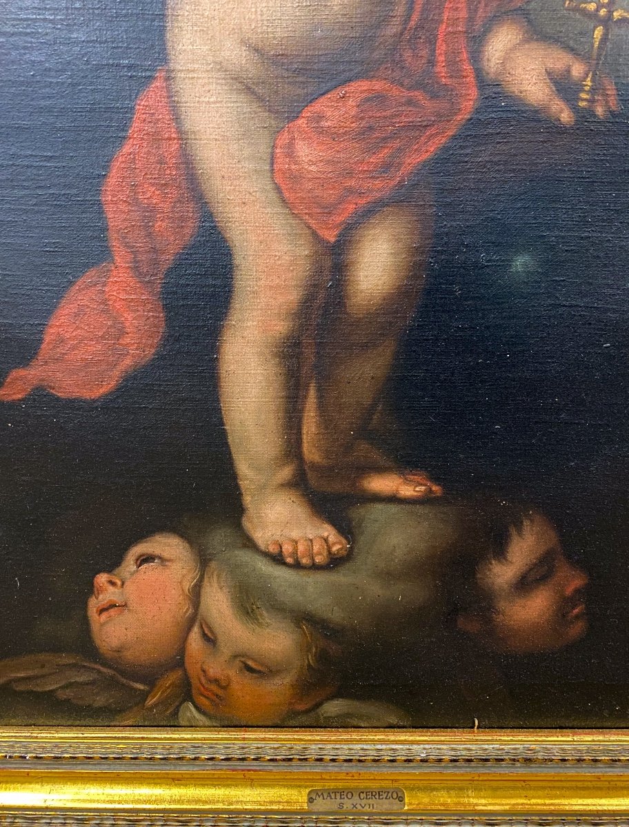 Ecole Espagnol Du XVIIIème Siècle, Enfant Jésus en Salvador Mundi, Huile Sur Toile, suiveur de Murillo-photo-3