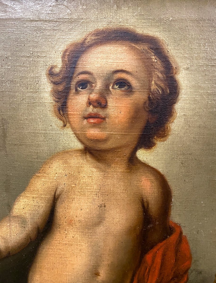 Ecole Espagnol Du XVIIIème Siècle, Enfant Jésus en Salvador Mundi, Huile Sur Toile, suiveur de Murillo-photo-4