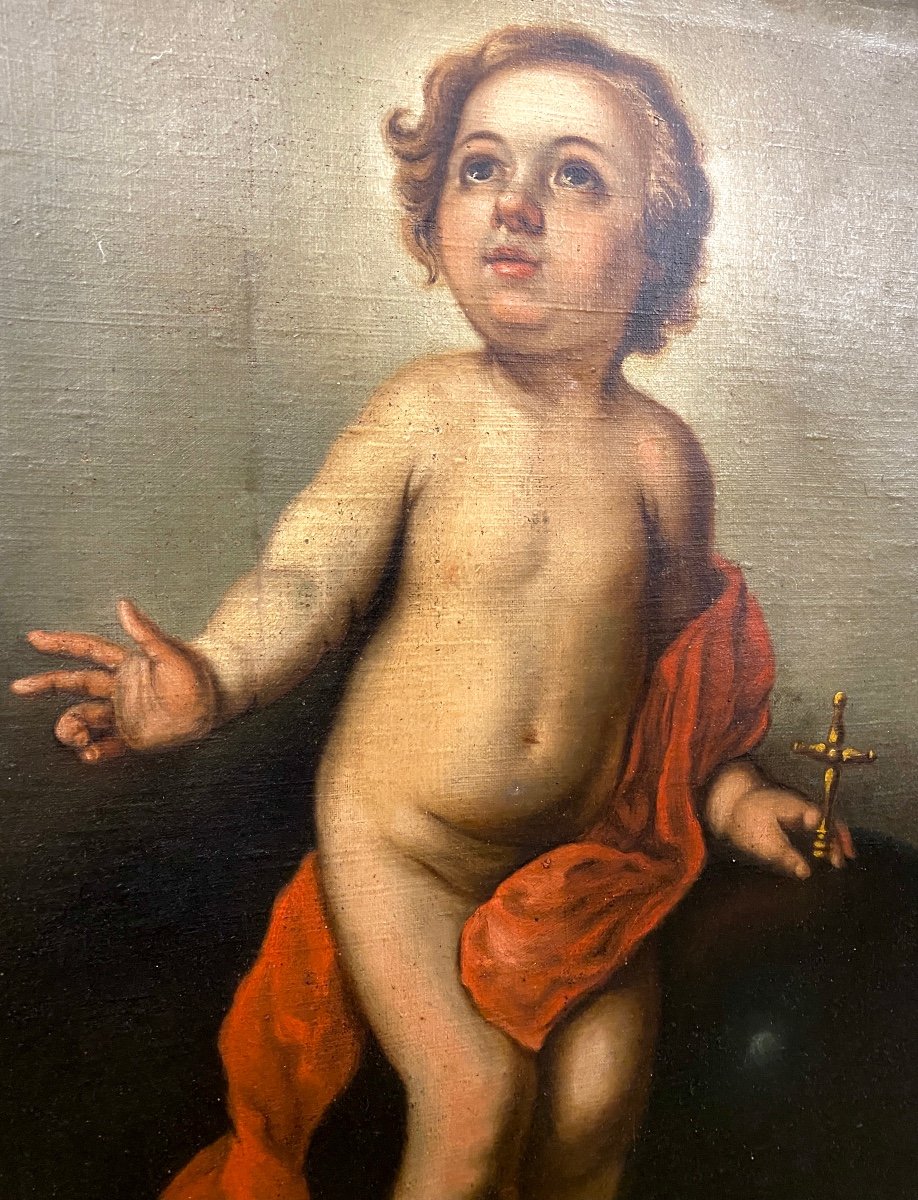 18th Century Spanish School, Infant Jesus, Oil On Canvas-photo-3