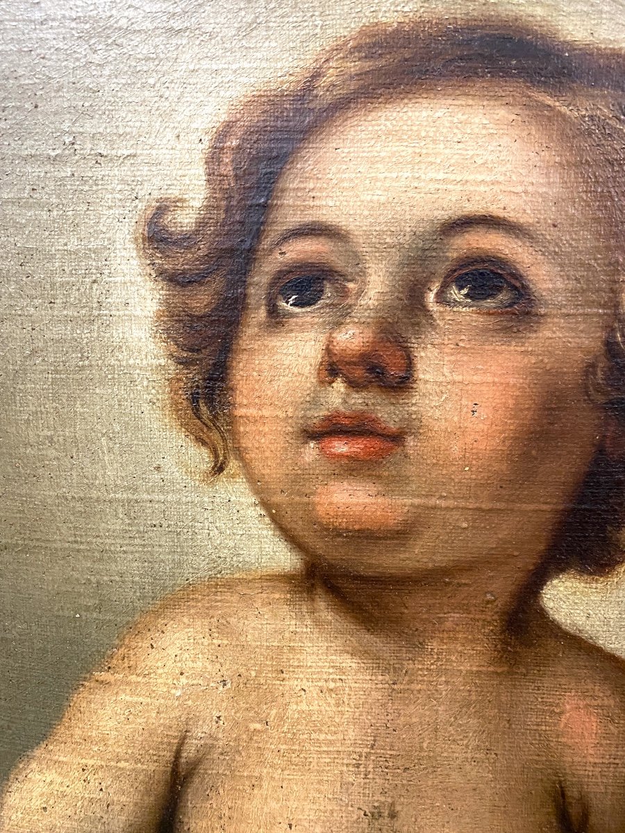 18th Century Spanish School, Infant Jesus, Oil On Canvas-photo-4