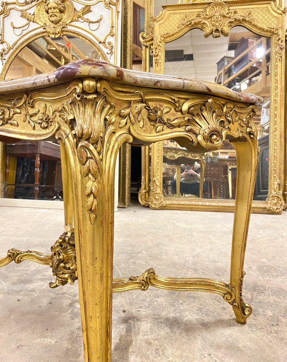 Middle Console Carved All Face, In Golden Wood Louis XV Style. Napoleon III-photo-4