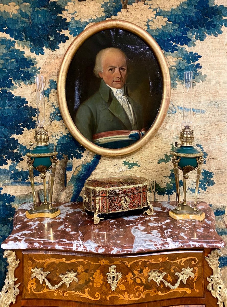 Portrait De Maire Sous Le Directoire, Fin Du XVIIIème Siècle, Huile Sur Toile Ovale-photo-2