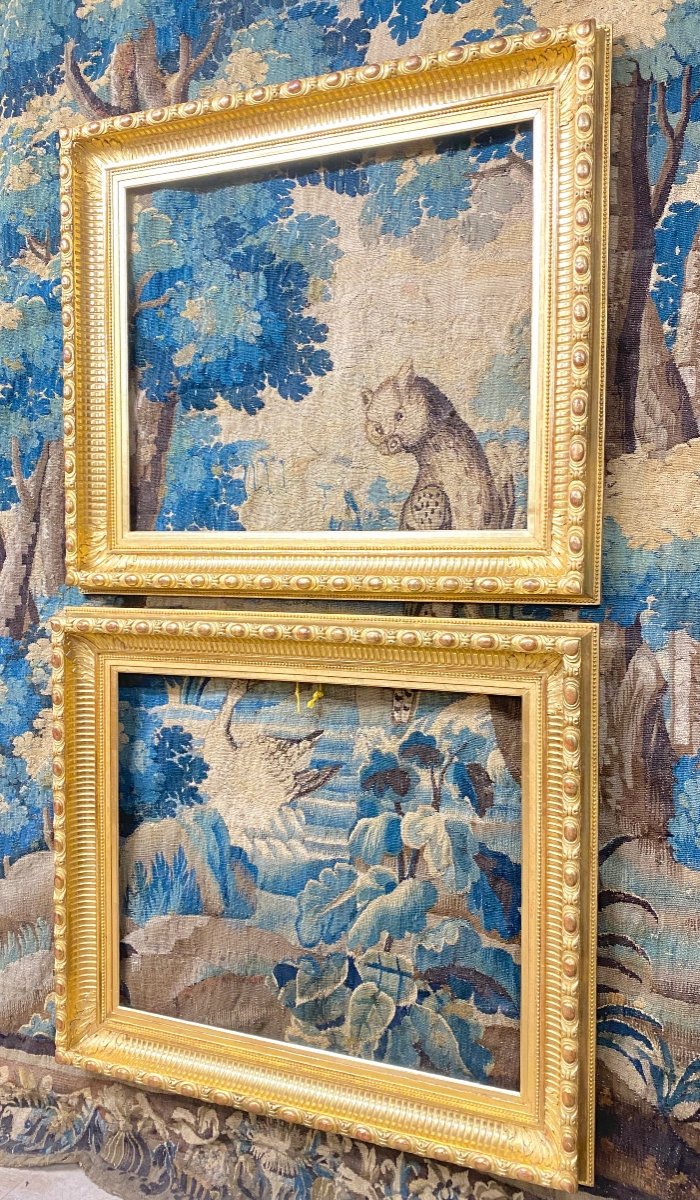 Pair Of Golden Wood Frames, Rebate 61x74 Cm. Nineteenth Century-photo-2