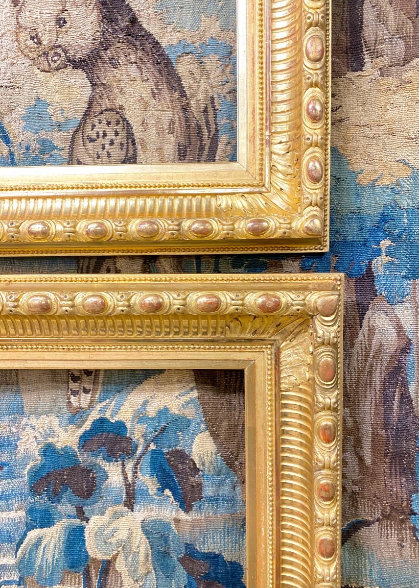 Pair Of Golden Wood Frames, Rebate 61x74 Cm. Nineteenth Century-photo-3