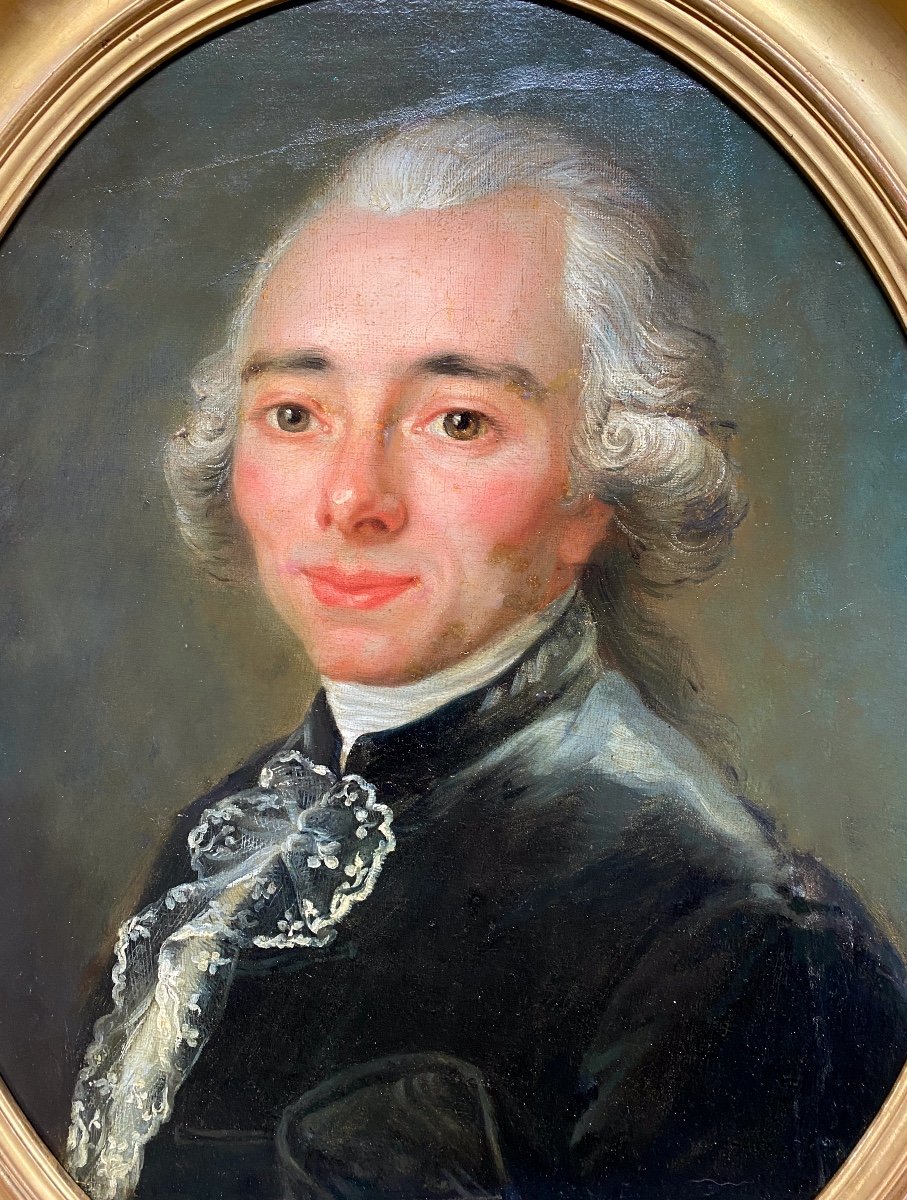 Huile Sur Toile Du XVIIIème Siècle, Portrait d'Homme d'époque Louis XVI-photo-4
