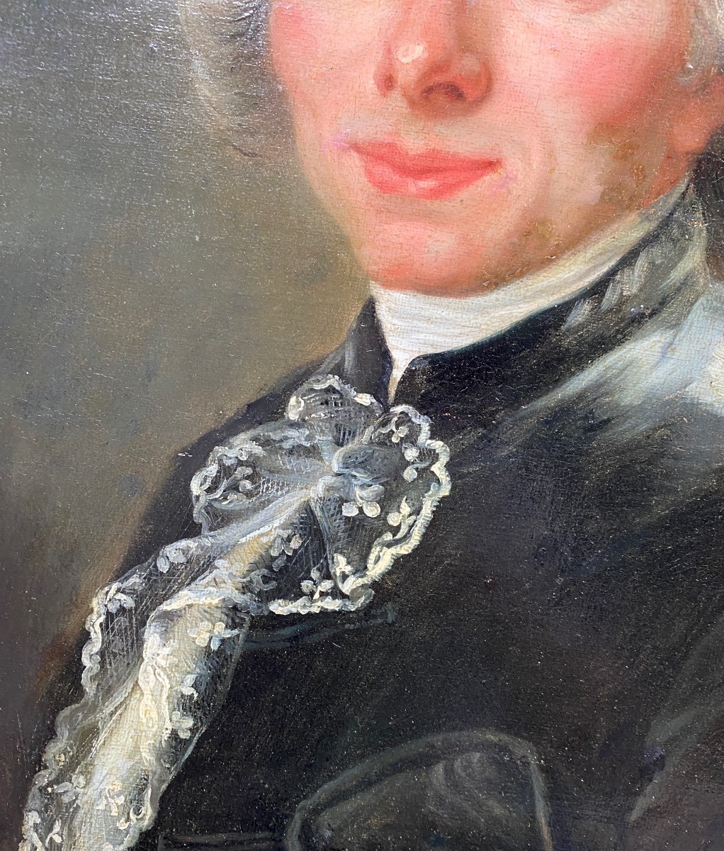 Oil On Canvas From The Eighteenth Century, Portrait Of A Man From The Louis XVI Period-photo-1