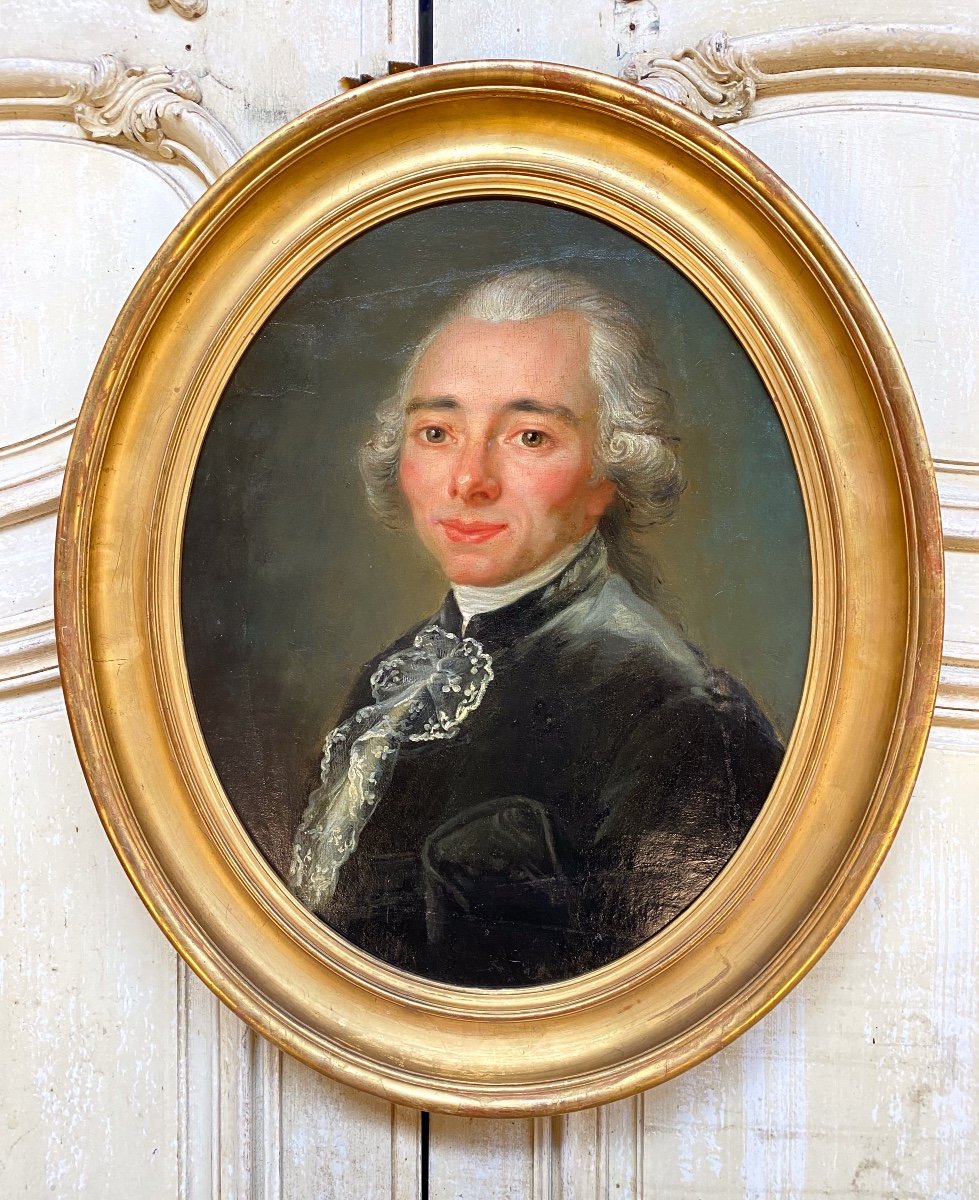 Huile Sur Toile Du XVIIIème Siècle, Portrait d'Homme d'époque Louis XVI
