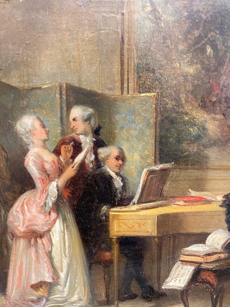 Herman Frederick Carel Ten Kate - Le Salon De Musique, Huile Sur Panneau Signé-photo-5