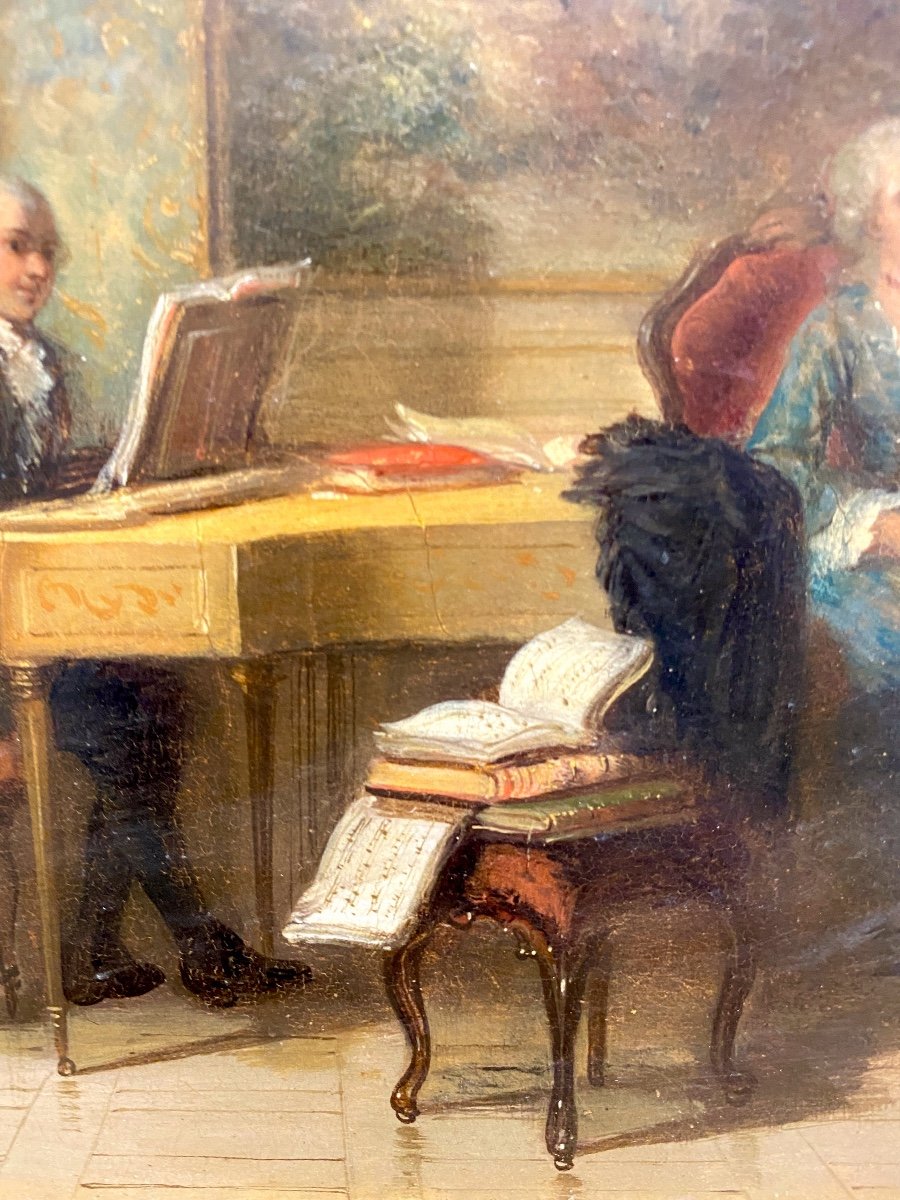 Herman Frederick Carel Ten Kate - The Music Room, Oil On Panel Signed-photo-7