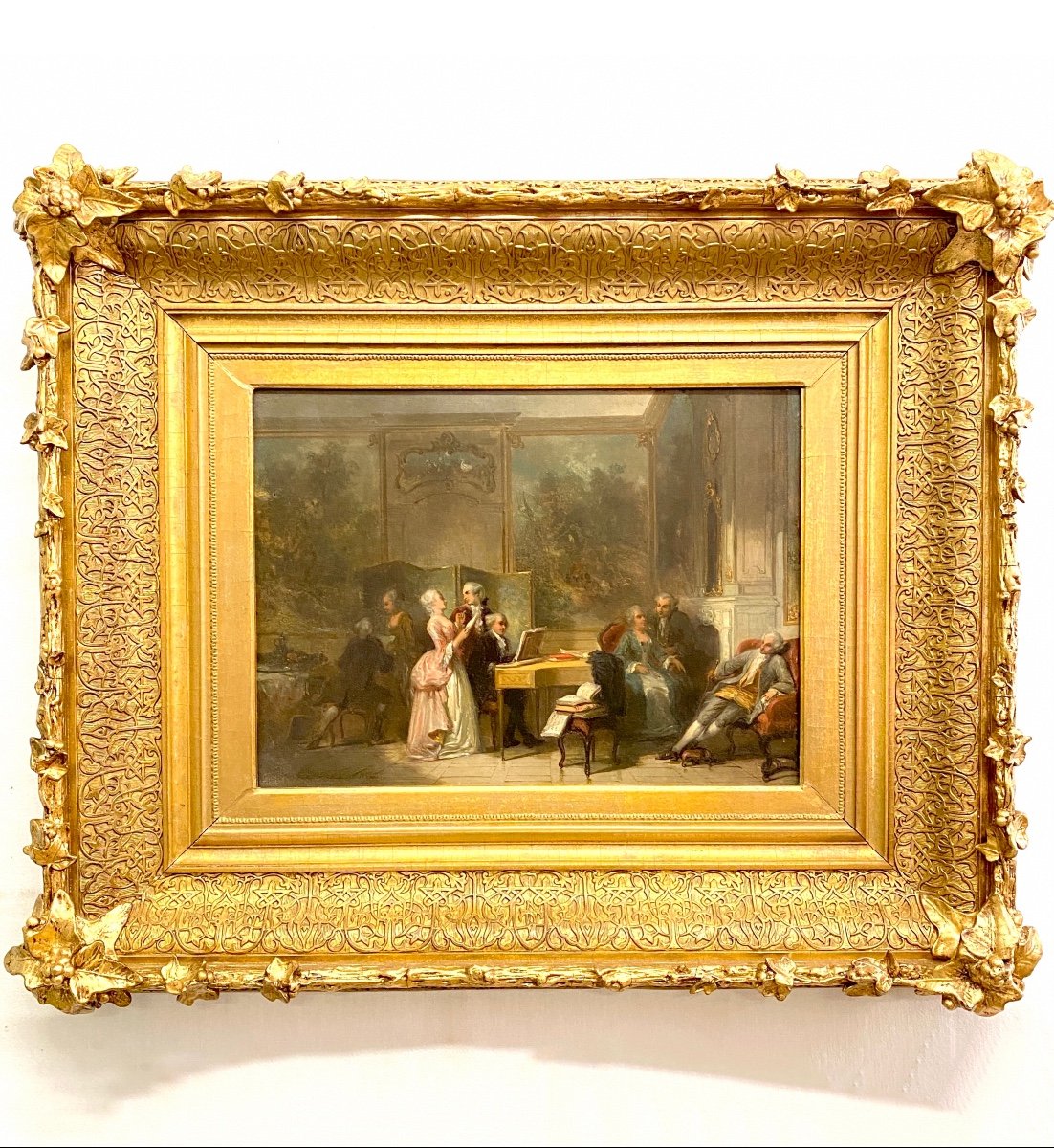 Herman Frederick Carel Ten Kate - Le Salon De Musique, Huile Sur Panneau Signé