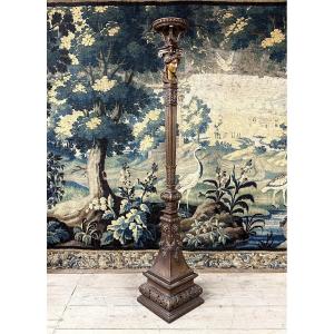 Cast Iron Floor Lamp In Louis XIV Style, Napoleon III Period