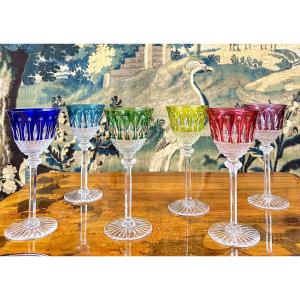 Cristallerie Saint Louis - 6 grands Verres De Couleur Modèle Tommy