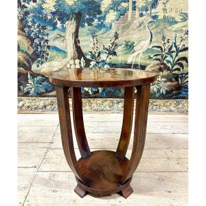 Art Deco Period Pedestal Table In Marquetry. Around 1930. 