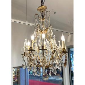 Bronze Chandelier With Crystal Tassels From Napoleon III Period