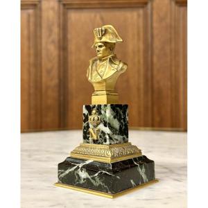 émile Pinedo - Bust Of Napoleon Bonaparte, Bronze And Marble. 19th Century