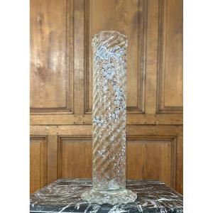 Cristallerie Emile Gallé  - Vase émaillé à décor de myosotis libelulles, époque Art Nouveau 