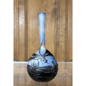 ÉMILE GALLÉ - VASE SOLIFLORE À LA LIBELLULE, ÉPOQUE ART NOUVEAU