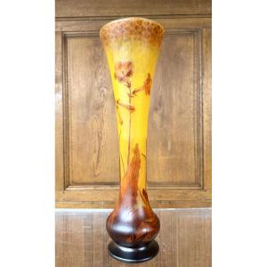 Daum Nancy - Large Vase Decorated With Tobacco Flowers. Art Nouveau Period