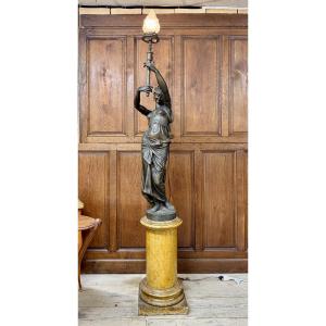 Cast-iron Statue Of An Oriental Woman, Napoleon III Period Torchiere