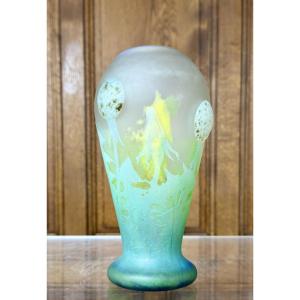 Daum Nancy - Lion's Tooth Dandelion Cabochon Vase. Art Nouveau Period