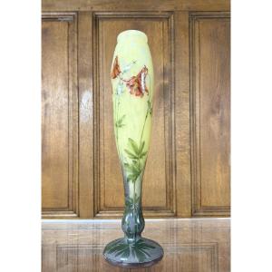 Daum Nancy - Large Columbine Vase, Art Nouveau Period