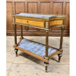 Louis XVI Period Marquetry And Marble Console Table. 18th Century