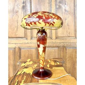 émile Gallé - Mushroom Lamp With Maple Leaves, Art Nouveau Period