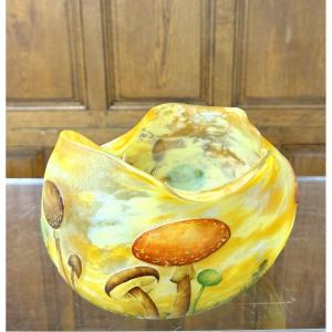 Daum Nancy - Rare Vase Or Bowl With Mushroom Design. Art Nouveau Period