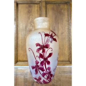 Grand vase Legras série Rubis, époque Art Nouveau