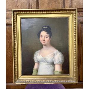 Lucile Foullon Vachot - Portrait Of A Woman From The Louis XVIII Era. Oil On Canvas