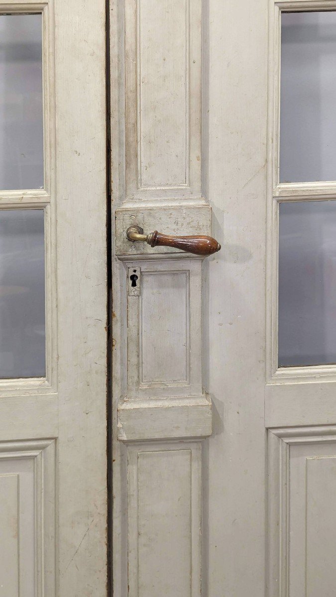 19th Century Lacquered Wood Paneling Elements (double Doors)-photo-2