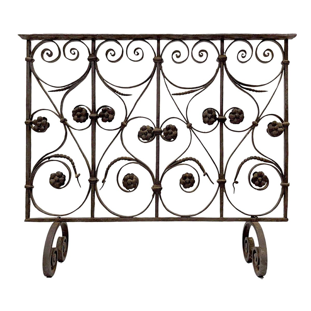 18th Century Wrought Iron Fireplace Firewall-photo-3