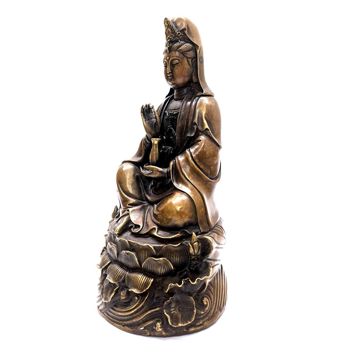 Statuette En Bronze Doré Divinité Asiatique XIXème-photo-2