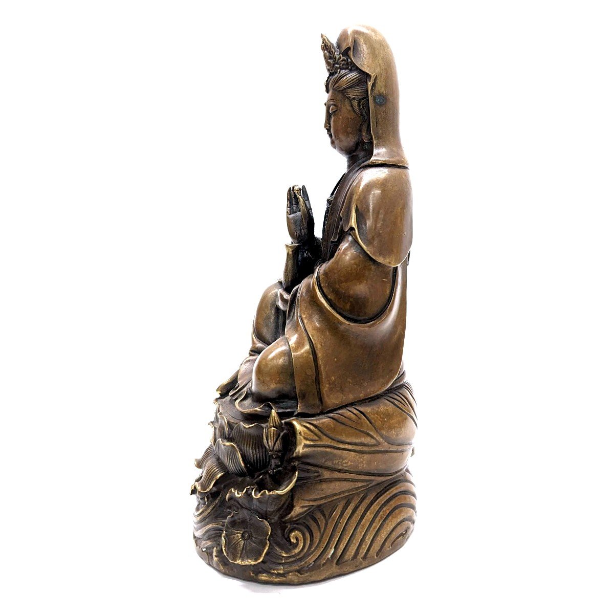 Statuette In Gilt Bronze Nineteenth Asian Divinity-photo-3