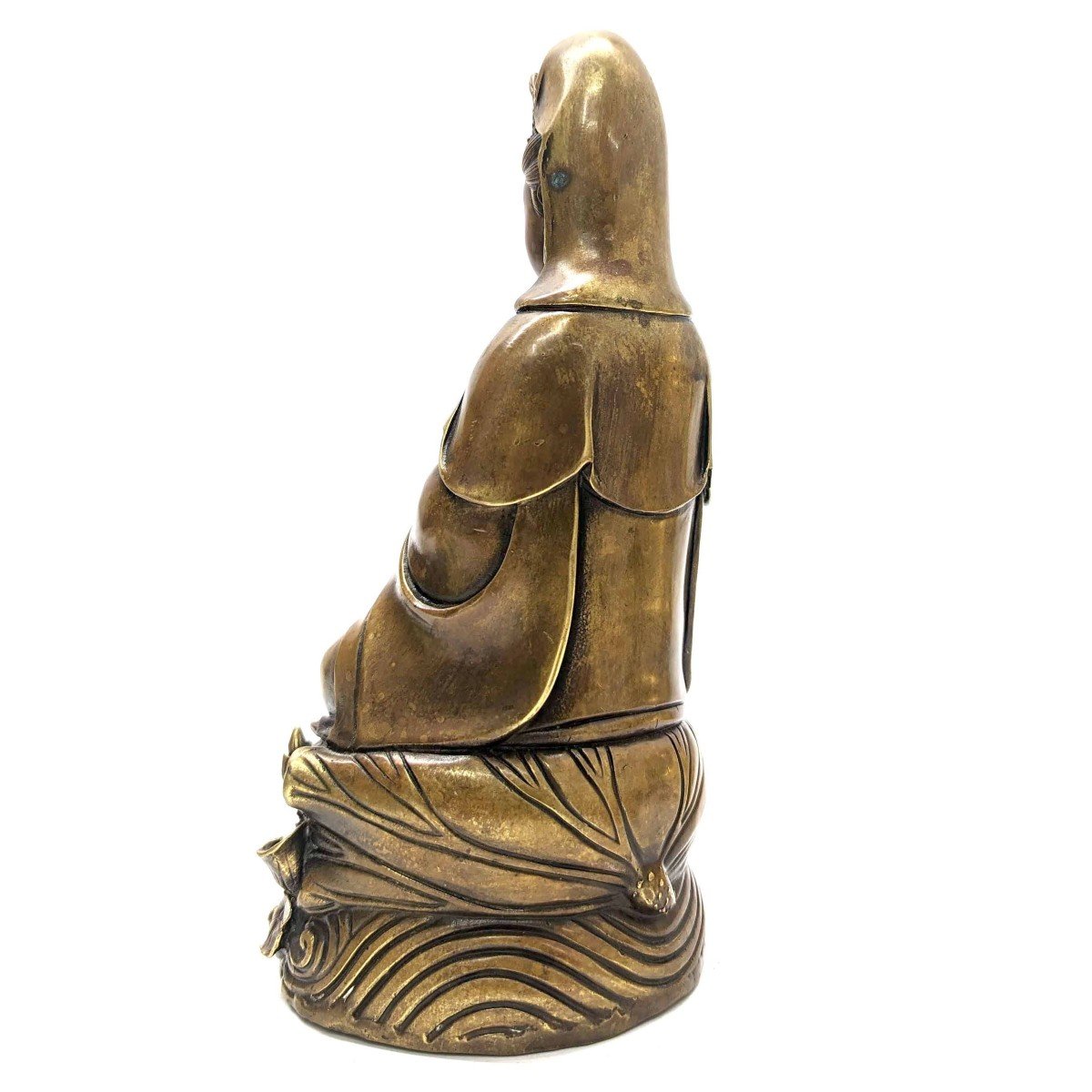 Statuette En Bronze Doré Divinité Asiatique XIXème-photo-2