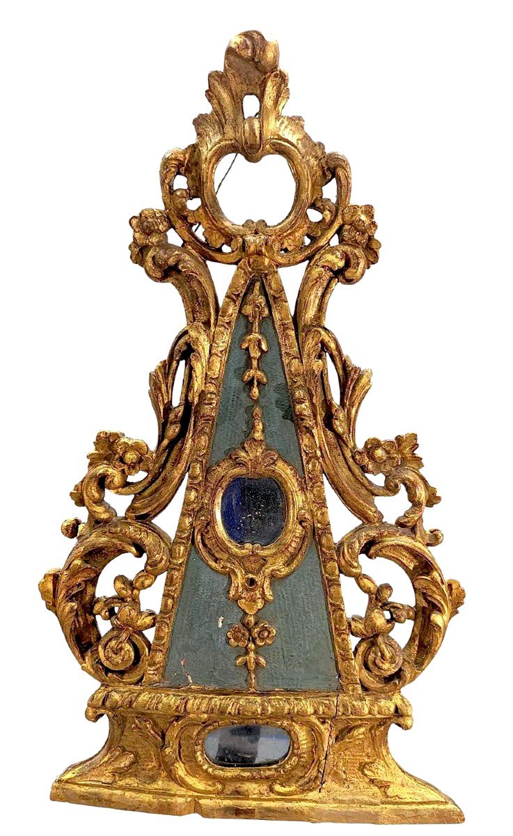 Reliquaire , Ou élément De Boiserie Bois Doré d'époque XVIIIème