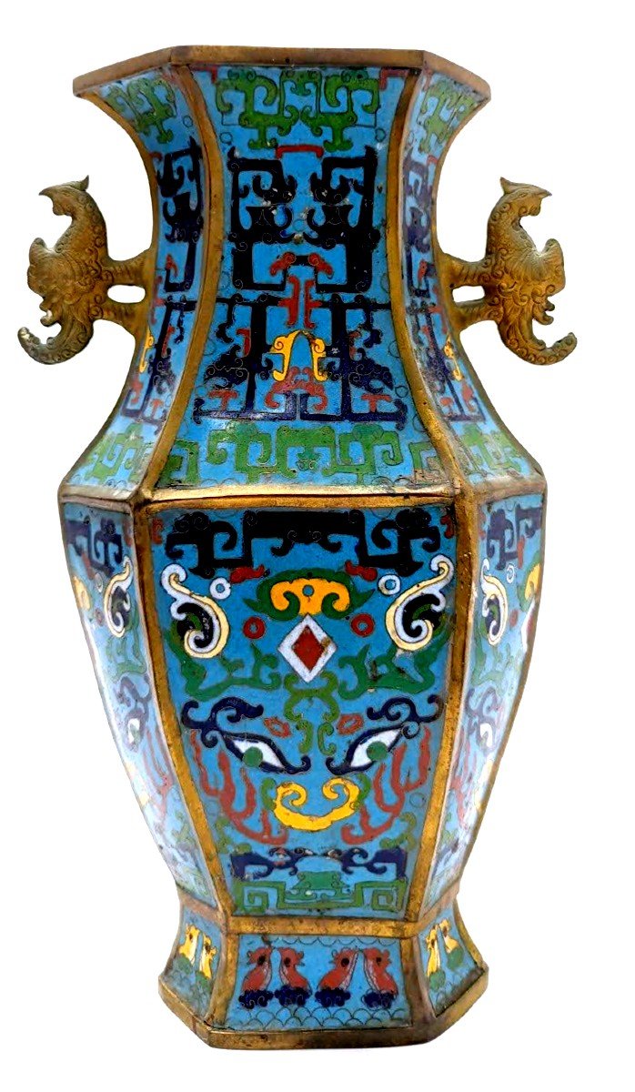 Paire De Vases En Cloisonné époque Fin XIXème-photo-2