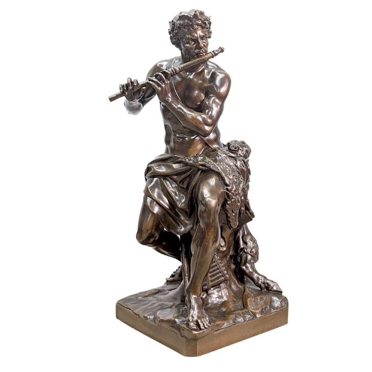 Faune Jouant De La Flûte Antoine Coysevox époque XIXème Barbedienne Fondeur -photo-1
