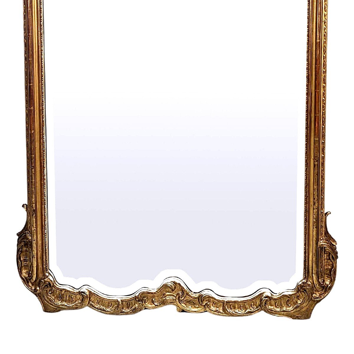 Large Mirror In Golden Wood, Napoleon III Period Gilding With Gold Leaf-photo-2