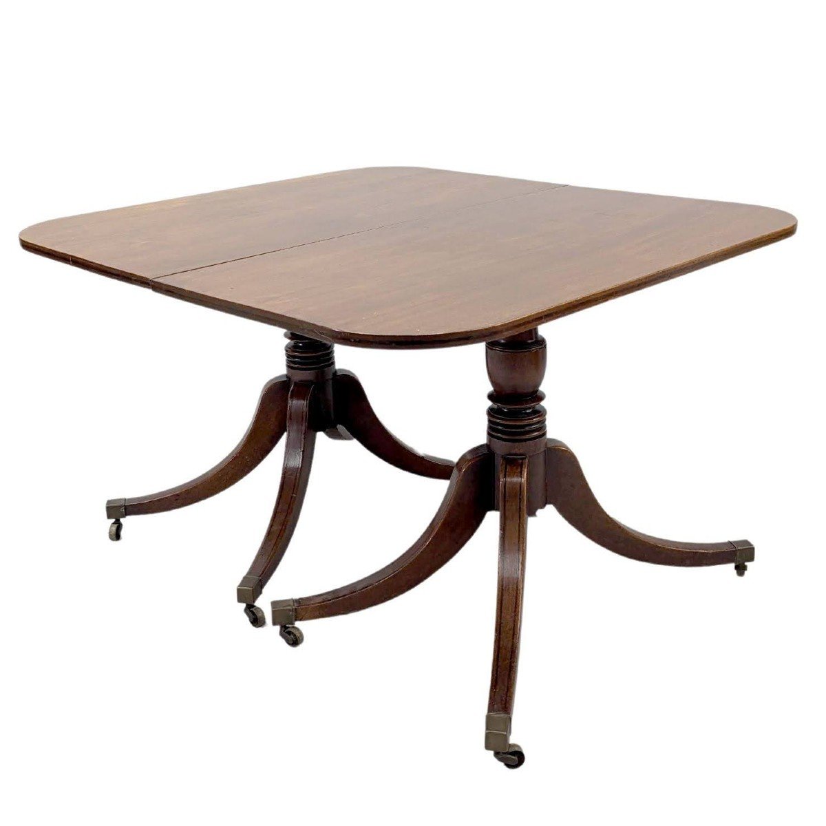 English Rectangle Table In Mahogany With Extensions That Can Make A Pair Of Consoles XIXth Century-photo-3
