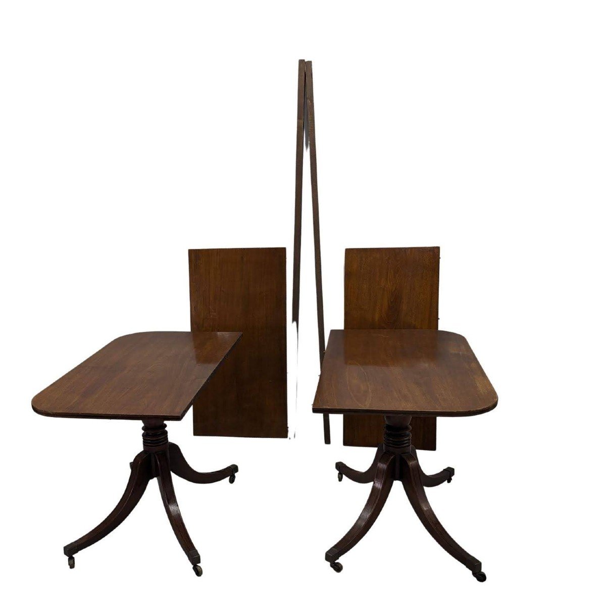 English Rectangle Table In Mahogany With Extensions That Can Make A Pair Of Consoles XIXth Century-photo-4