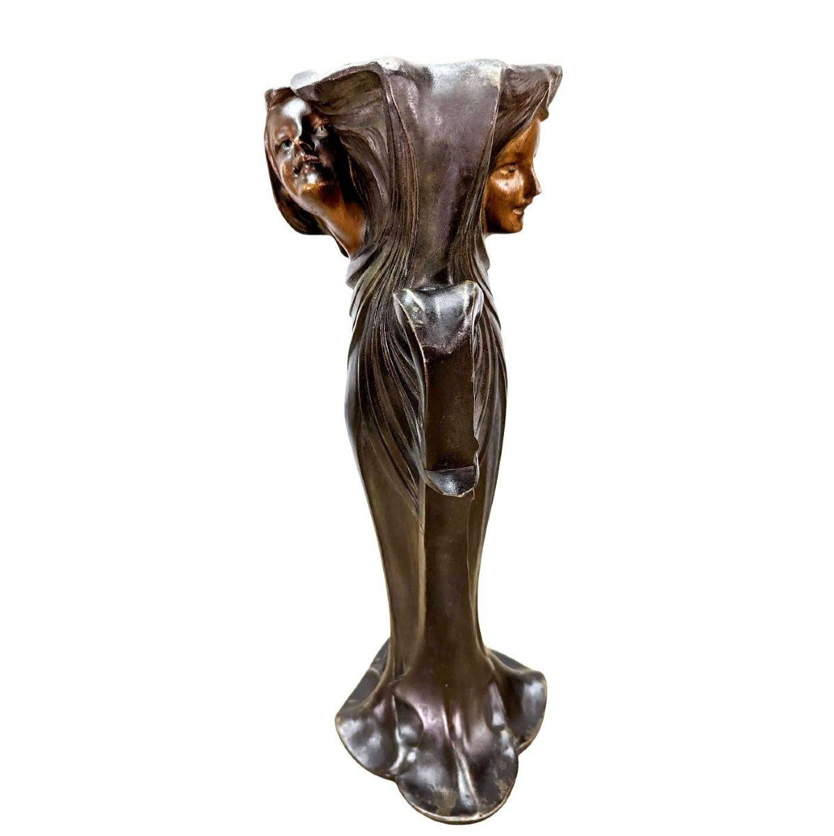 "garniture En Régule Art Nouveau  Aux Jeunes Femmes -photo-2