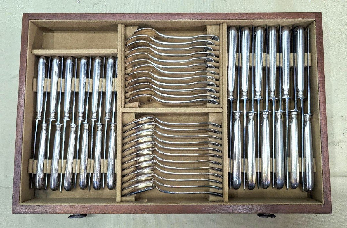 Ménagère En Métal Argenté Dans Son Coffret Maison Morlot-photo-3