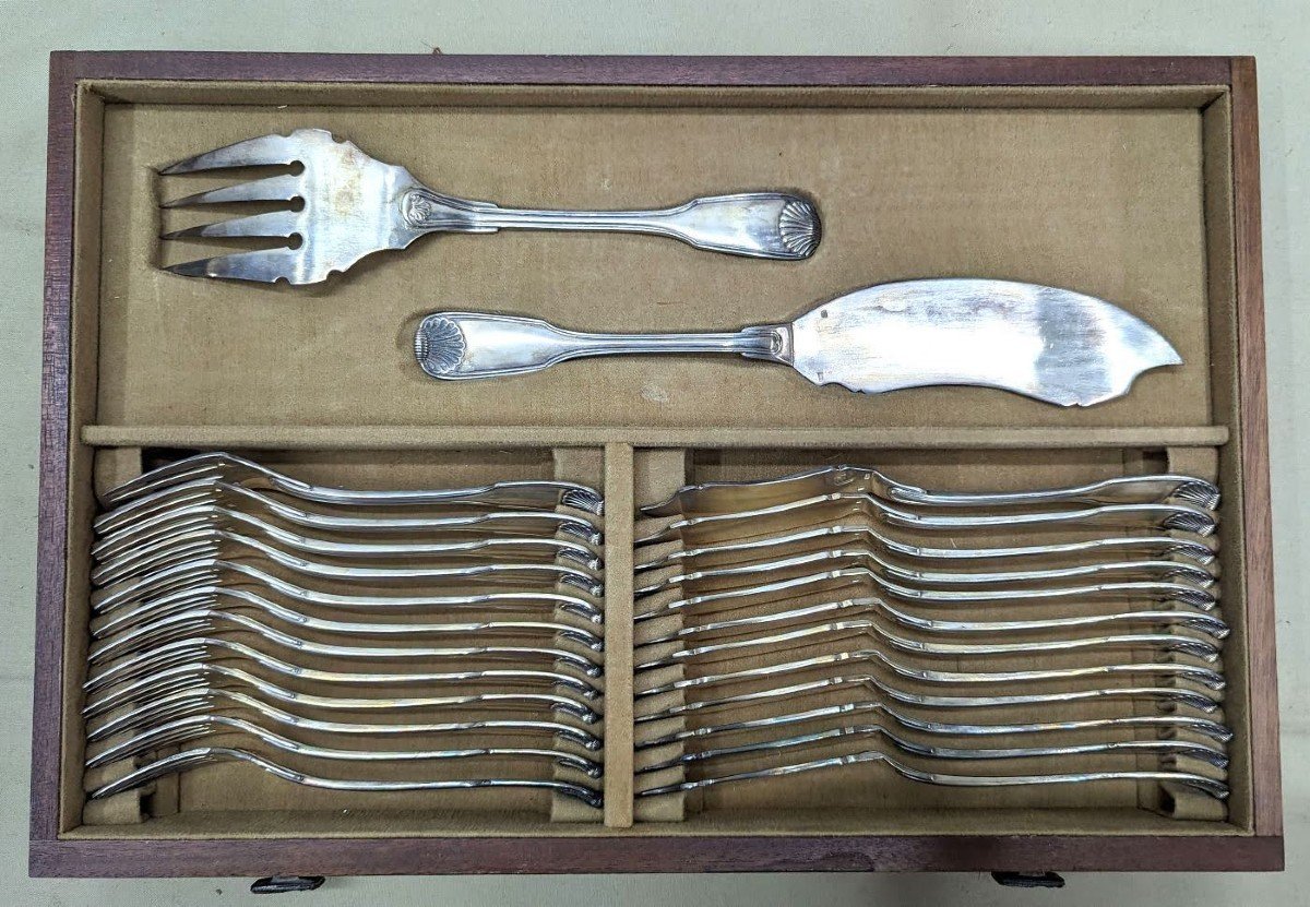 Ménagère En Métal Argenté Dans Son Coffret Maison Morlot-photo-4