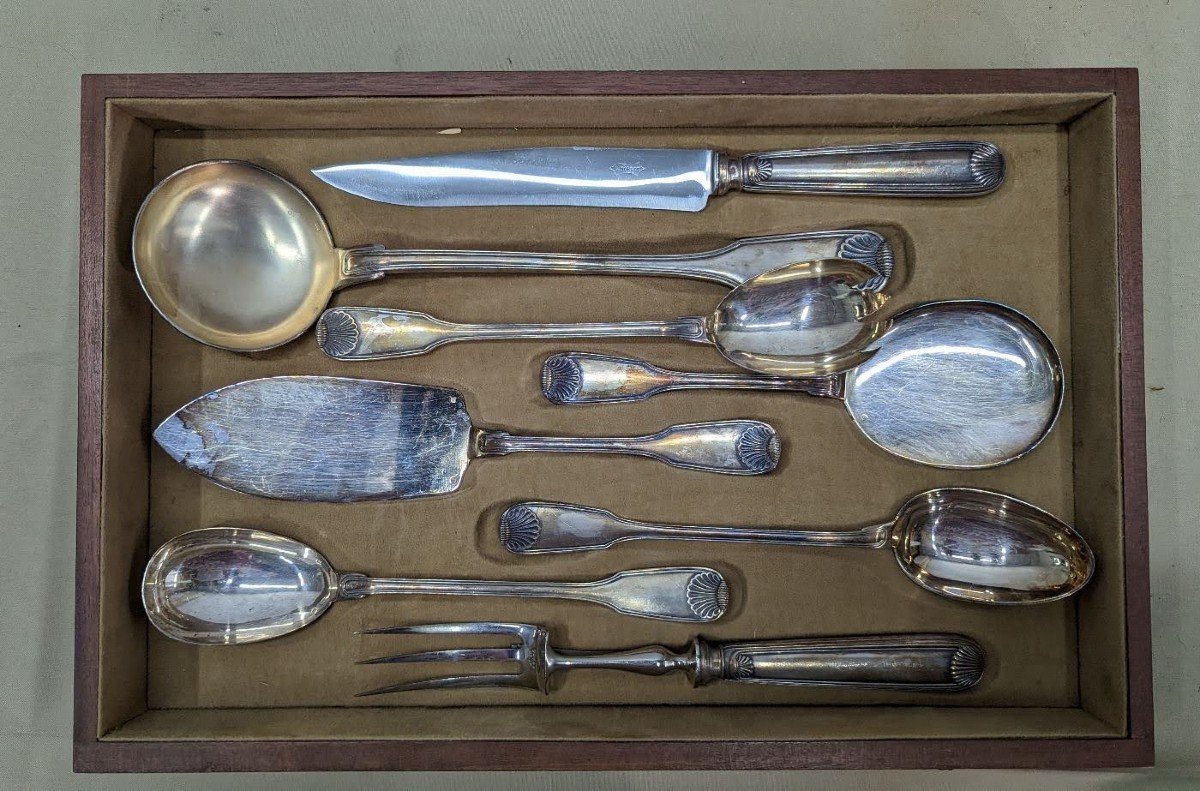 Ménagère En Métal Argenté Dans Son Coffret Maison Morlot-photo-8