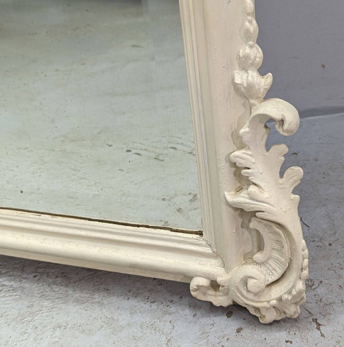Mirror In Wood And Lacquered Stucco Louis XV Style Beveled Ice Nineteenth-photo-3