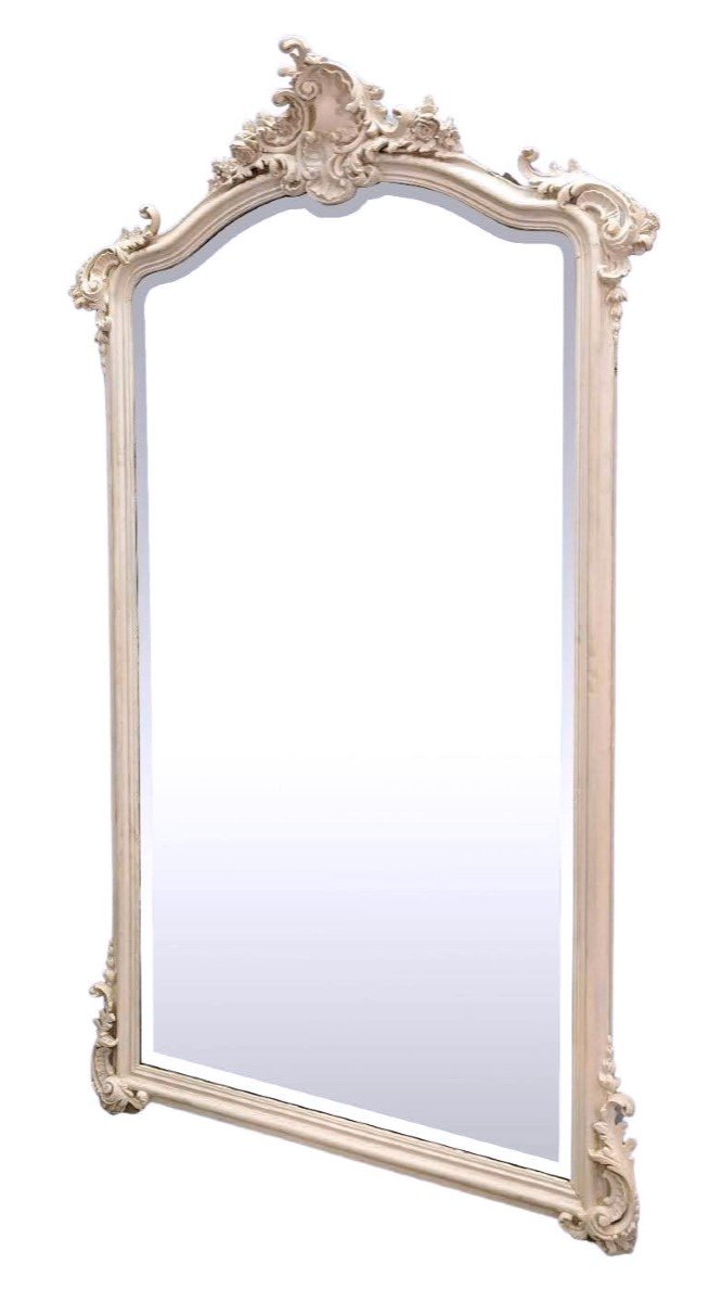 Mirror In Wood And Lacquered Stucco Louis XV Style Beveled Ice Nineteenth