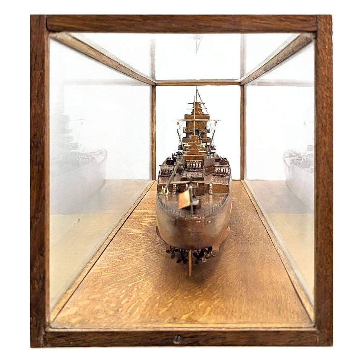Model Of Cuirassier Boat Under Showcase, Meticulous Work From The 1950s-photo-4